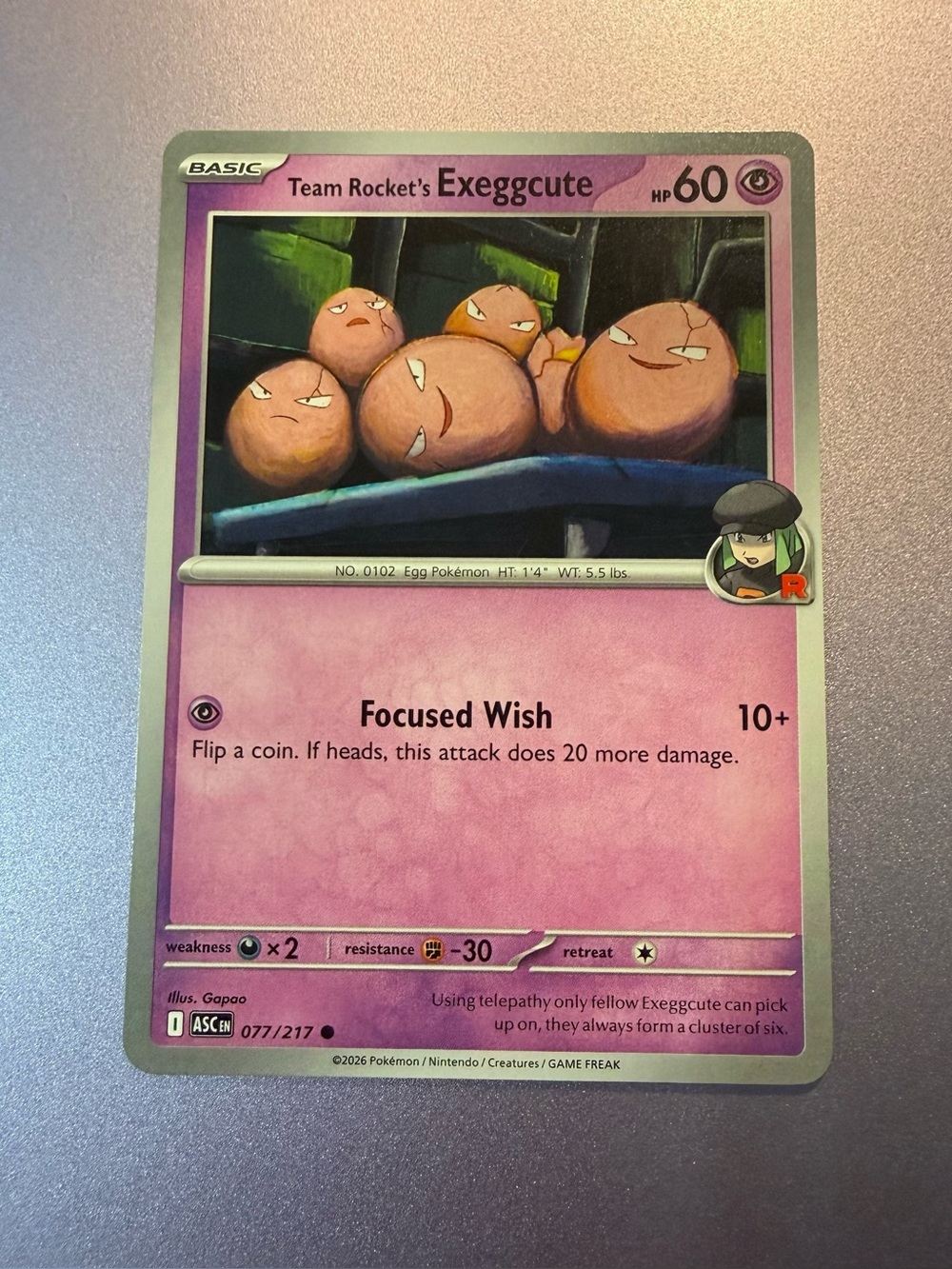 Pokemon TCG Team Rocket’s Exeggcute 077/217